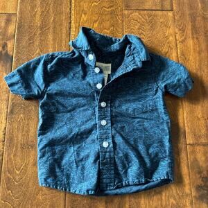 Alex and Jack Boys 12 Month Button Down Shirt Collared Sharks Blue Preppy